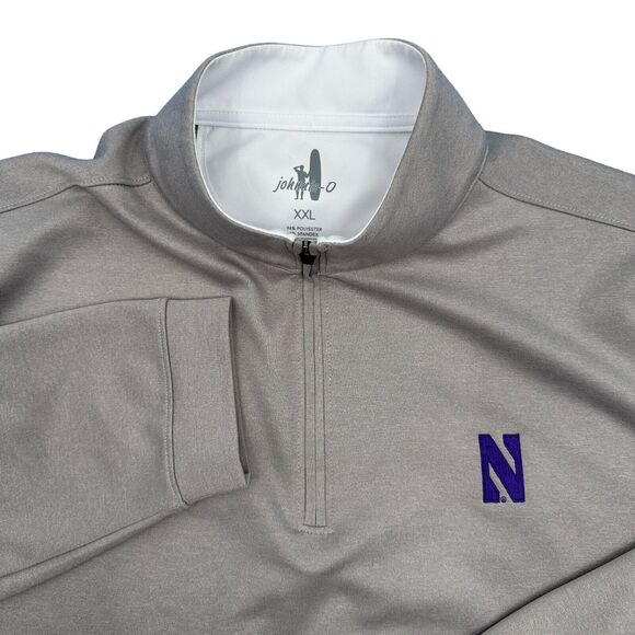 Johnnie-O Sweater Men's 2XL Gray Northwestern Diaz‎ Casual Golf 1/4 Zip Pullover - Picture 2 of 9